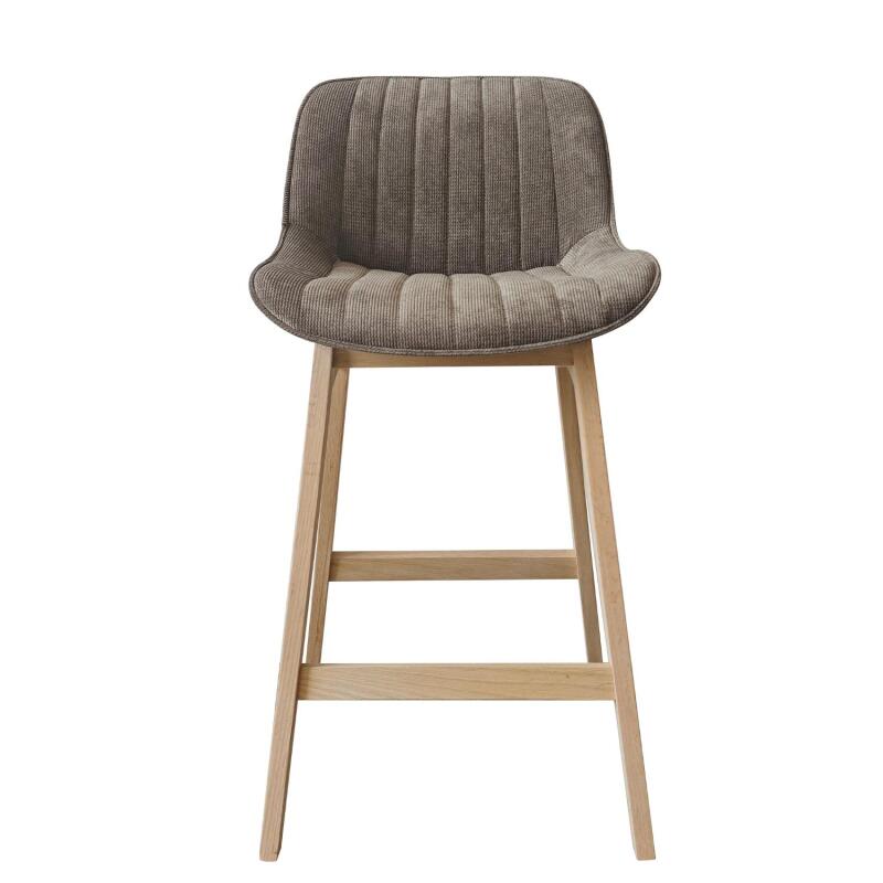 Lot de chaises d'îlot et bar en chêne et assise tissu velours côtelé 65cm