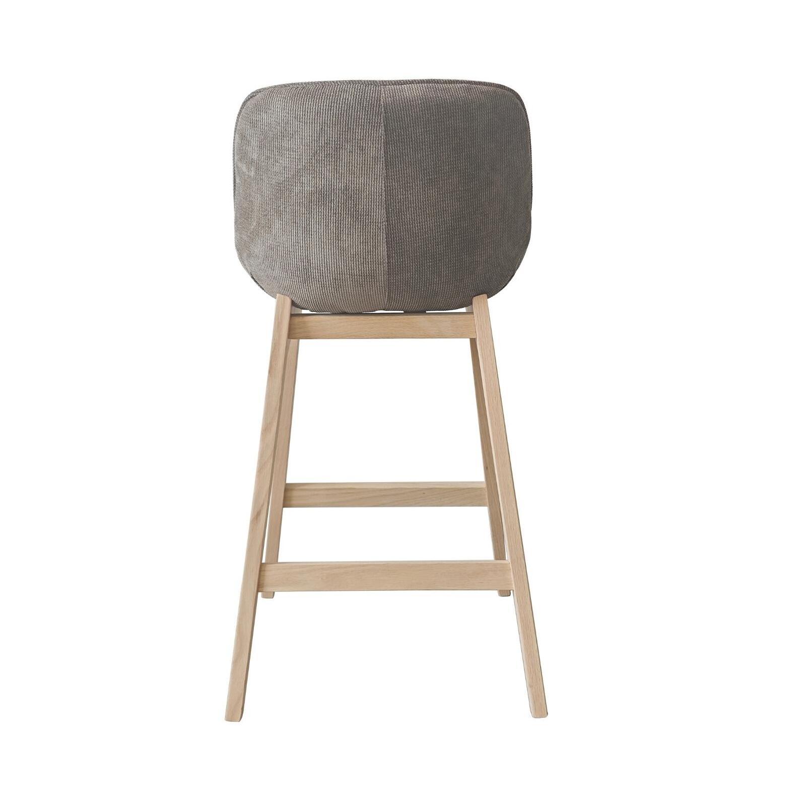 Lot de chaises d'îlot et bar en chêne et assise tissu velours côtelé 65cm