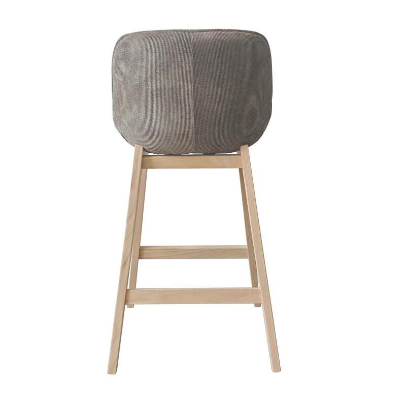 Lot de chaises d'îlot et bar en chêne et assise tissu velours côtelé 65cm