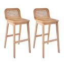 Lot de chaises d'îlot et bar en chêne et assise cannage 65cm
