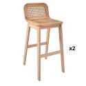 Lot de chaises d'îlot et bar en chêne et assise cannage 65cm