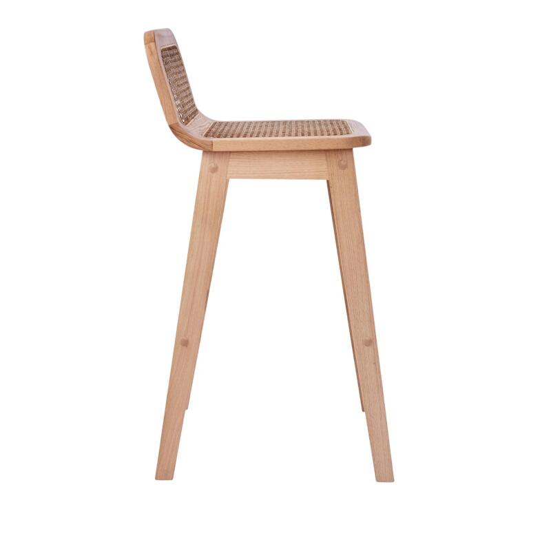 Lot de chaises d'îlot et bar en chêne et assise cannage 65cm