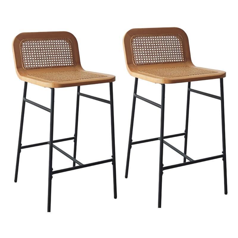 Lot de chaises d'îlot et bar en métal et assise cannage 65cm