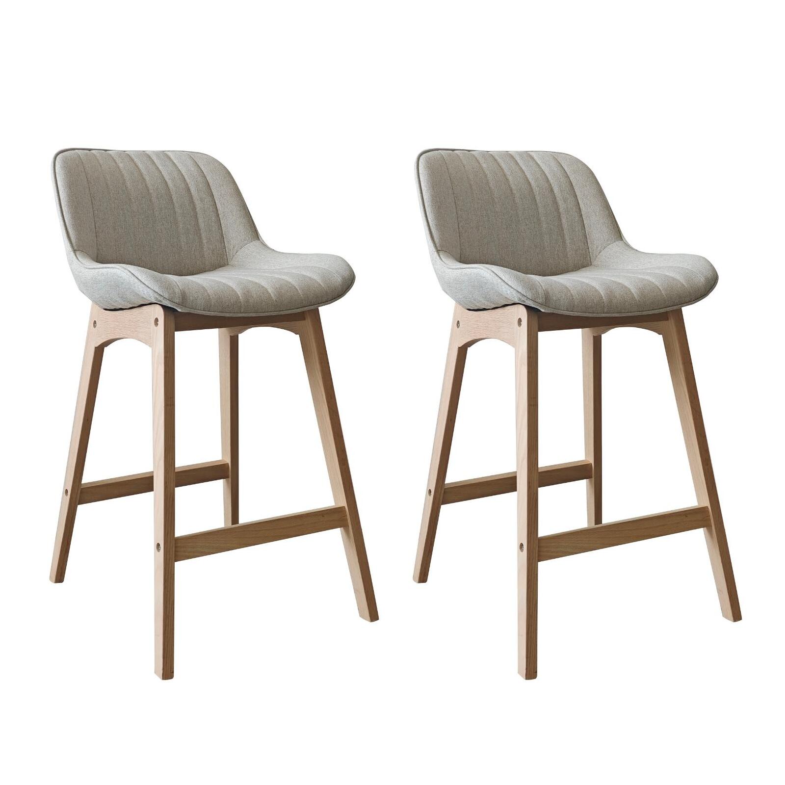 Lot de chaises d'îlot et bar en chêne et assise tissu 65cm