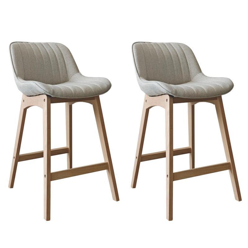 Lot de chaises d'îlot et bar en chêne et assise tissu 65cm