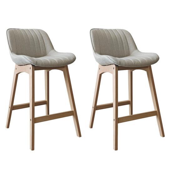 Lot de chaises d'îlot et bar en chêne et assise tissu 65cm