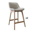 Lot de chaises d'îlot et bar en chêne et assise tissu 65cm