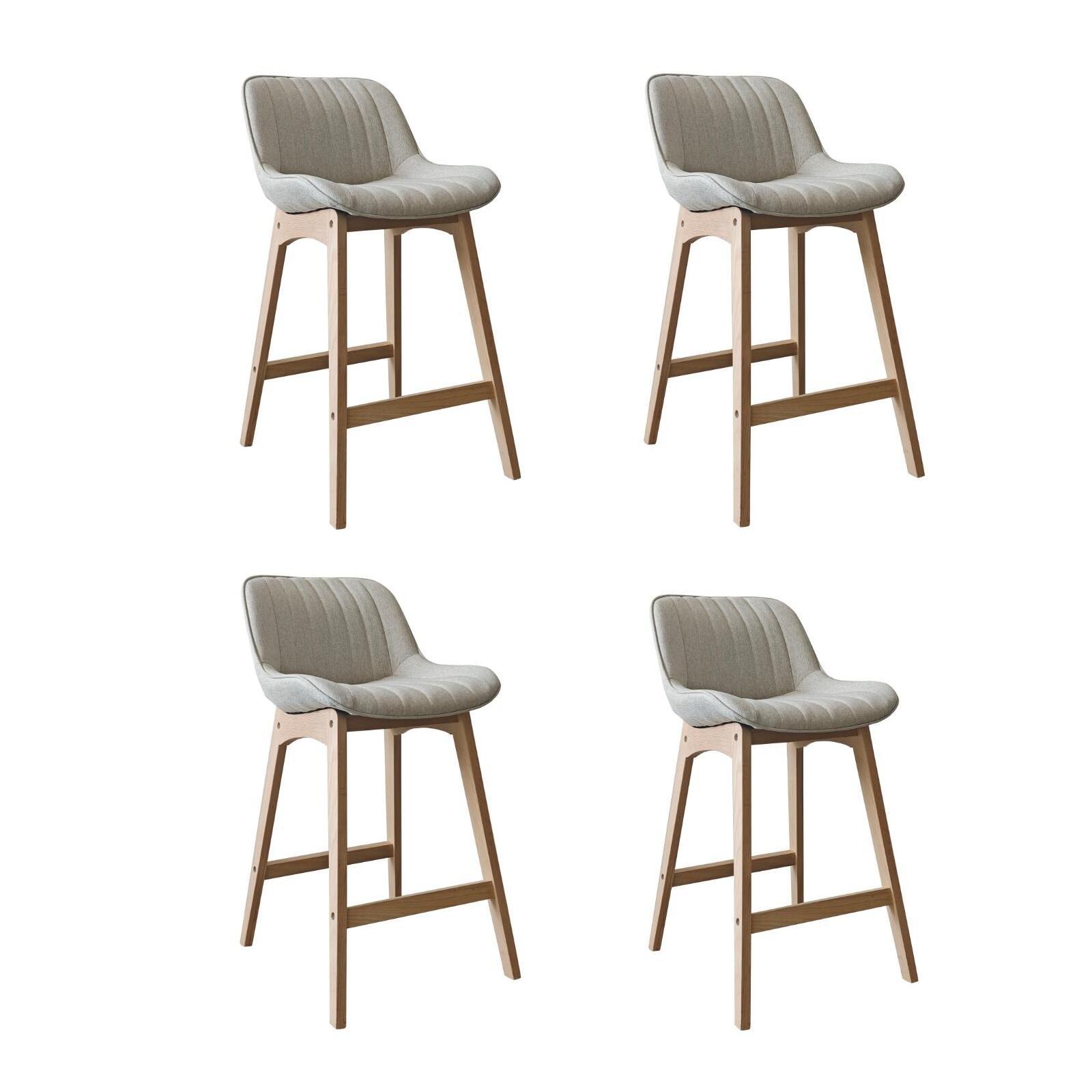 Lot de chaises d'îlot et bar en chêne et assise tissu 65cm