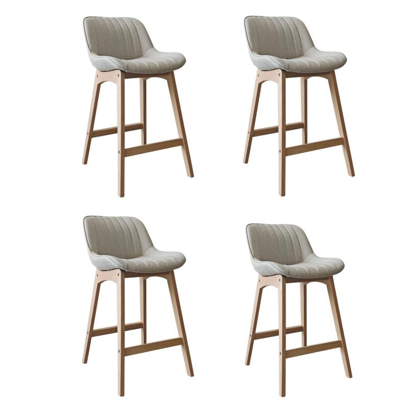 Lot de chaises d'îlot et bar en chêne et assise tissu 65cm