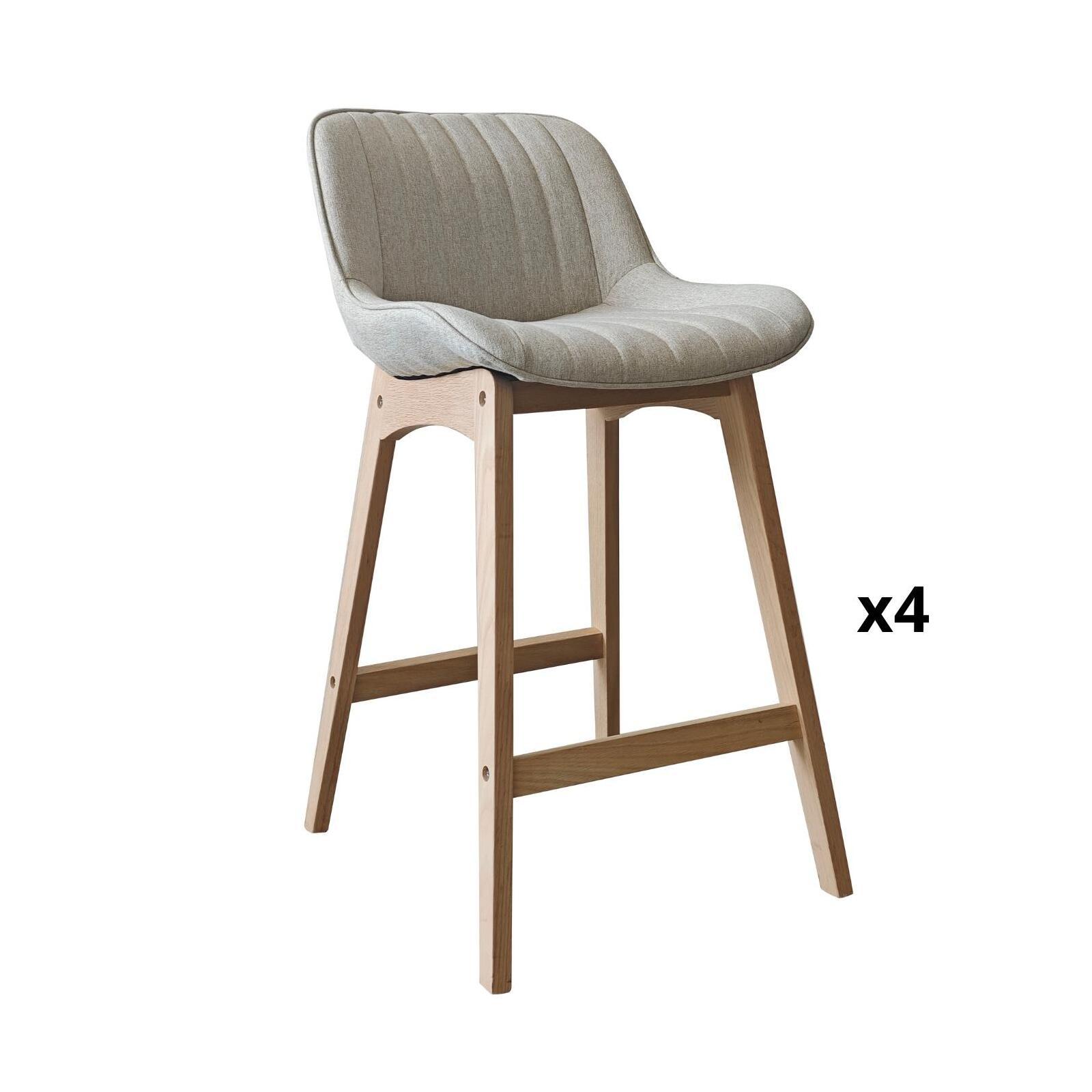 Lot de chaises d'îlot et bar en chêne et assise tissu 65cm