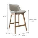 Lot de chaises d'îlot et bar en chêne et assise tissu 65cm
