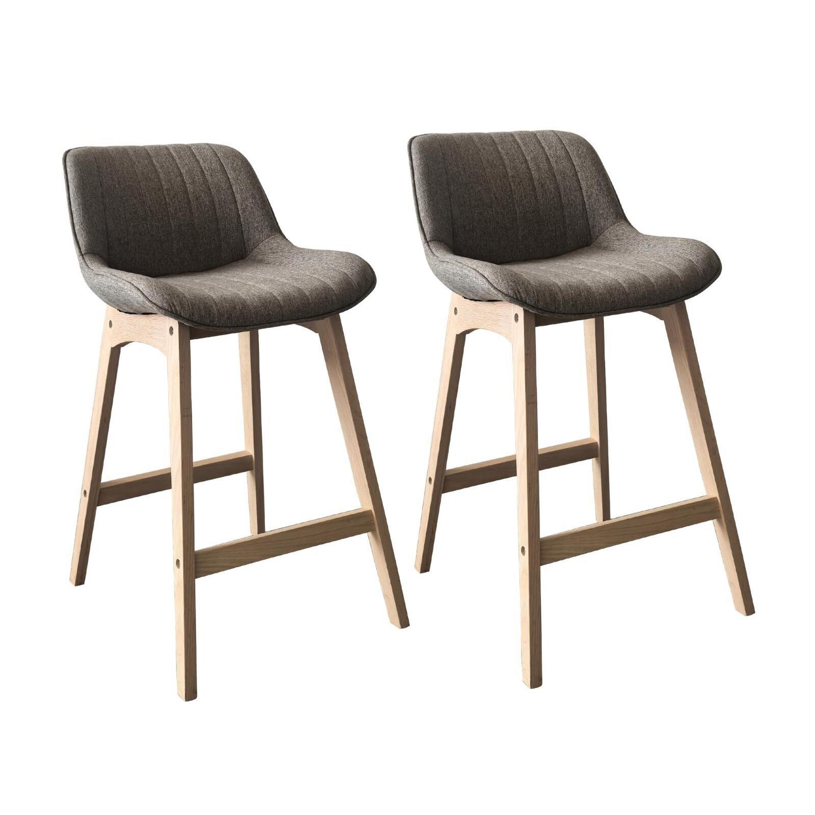 Lot de chaises d'îlot et bar en chêne et assise tissu 65cm