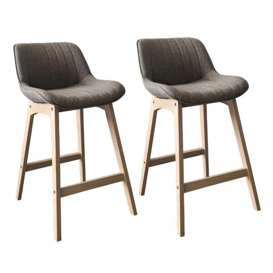 Lot de chaises d'îlot et bar en chêne et assise tissu 65cm