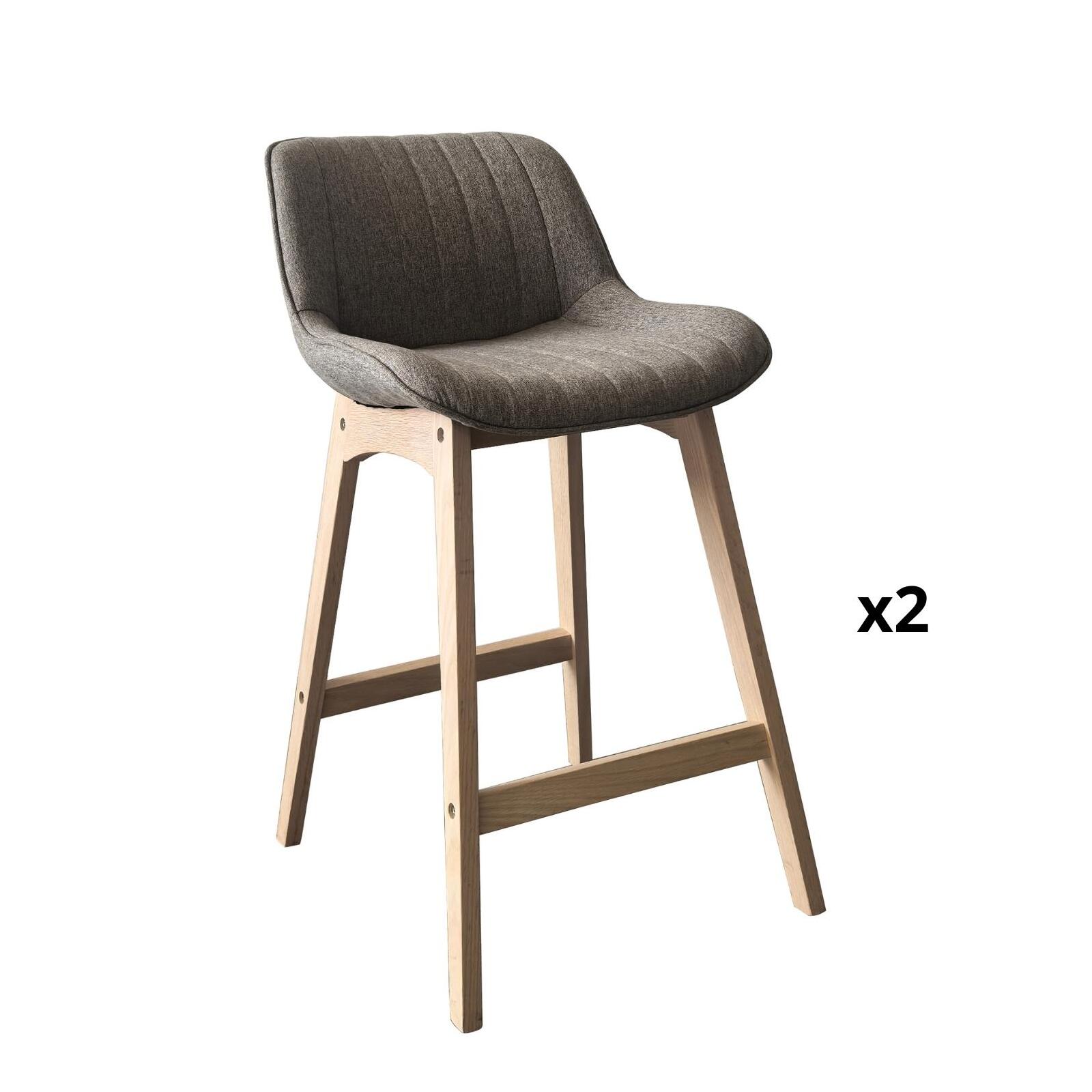 Lot de chaises d'îlot et bar en chêne et assise tissu 65cm