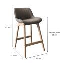 Lot de chaises d'îlot et bar en chêne et assise tissu 65cm