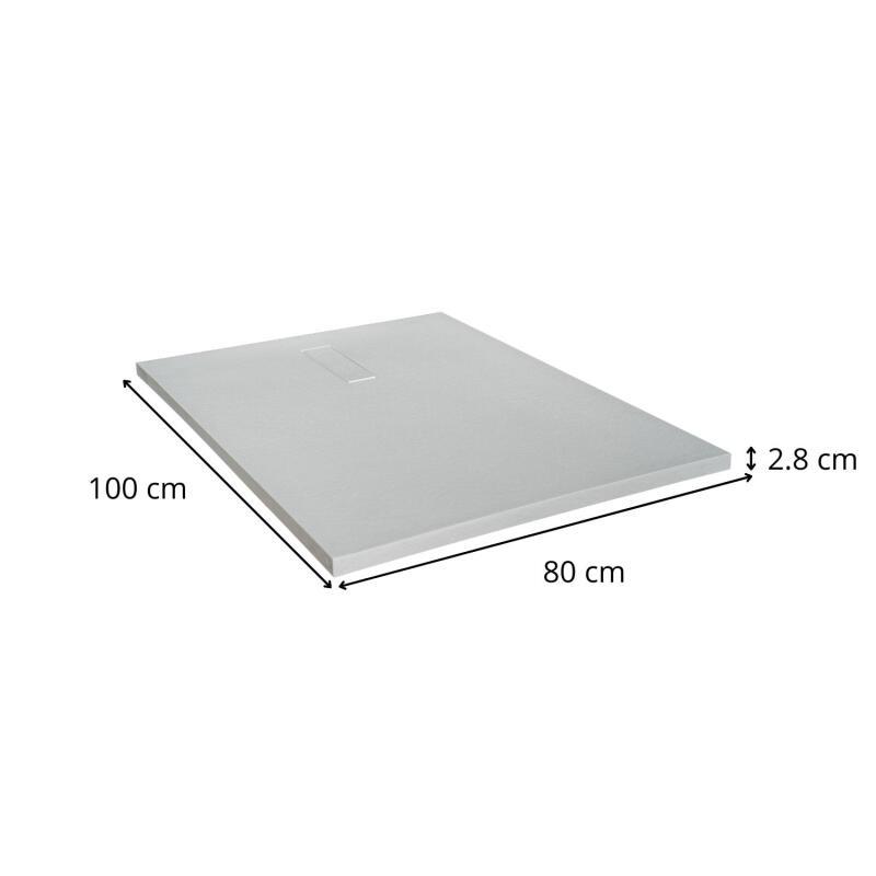 Receveur de douche aspect pierre extra-plat 100x80cm