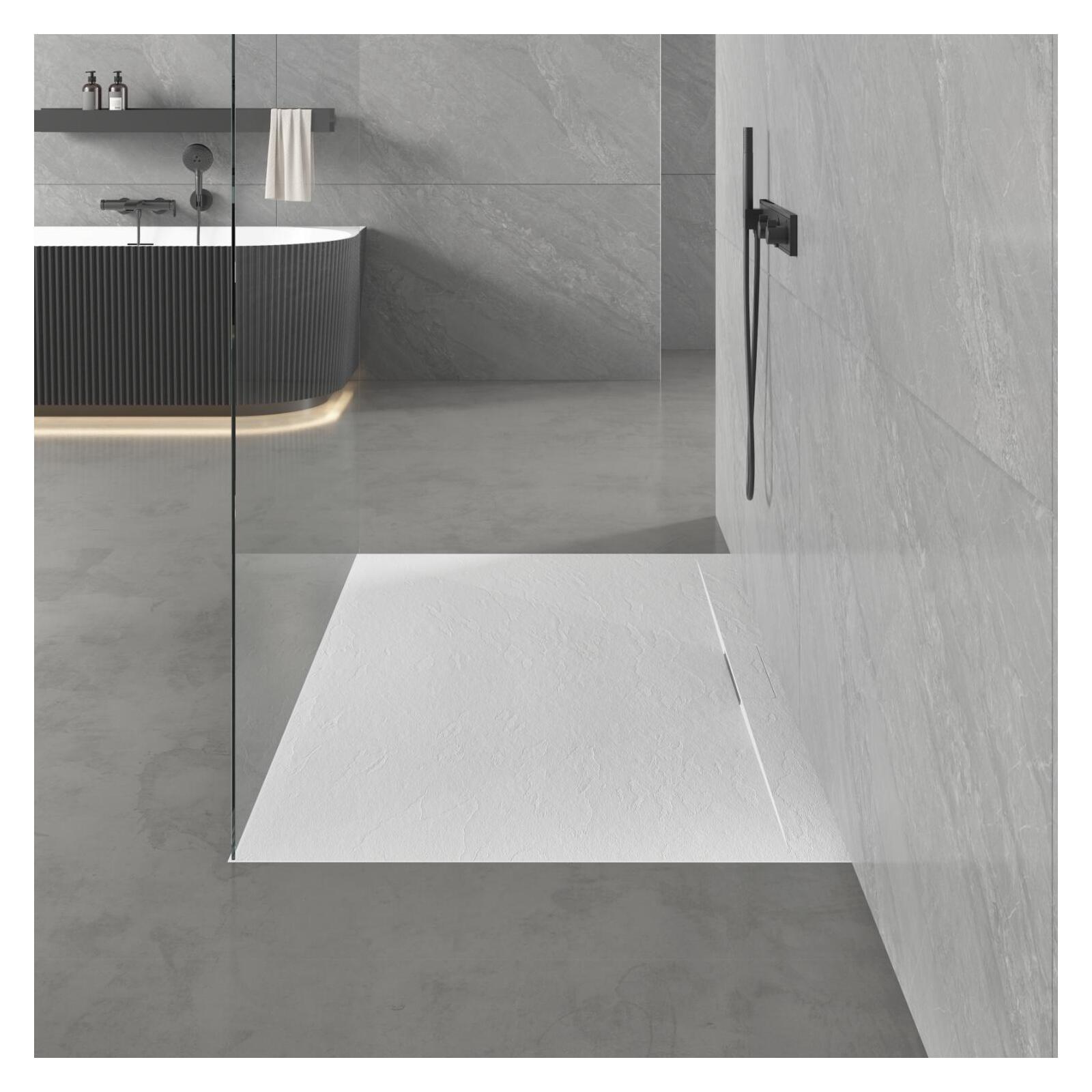 Receveur de douche mural aspect ardoise extra-plat 140x90cm
