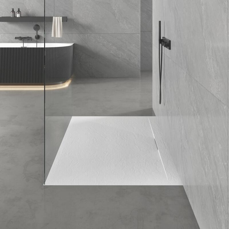 Receveur de douche mural aspect ardoise extra-plat 140x90cm