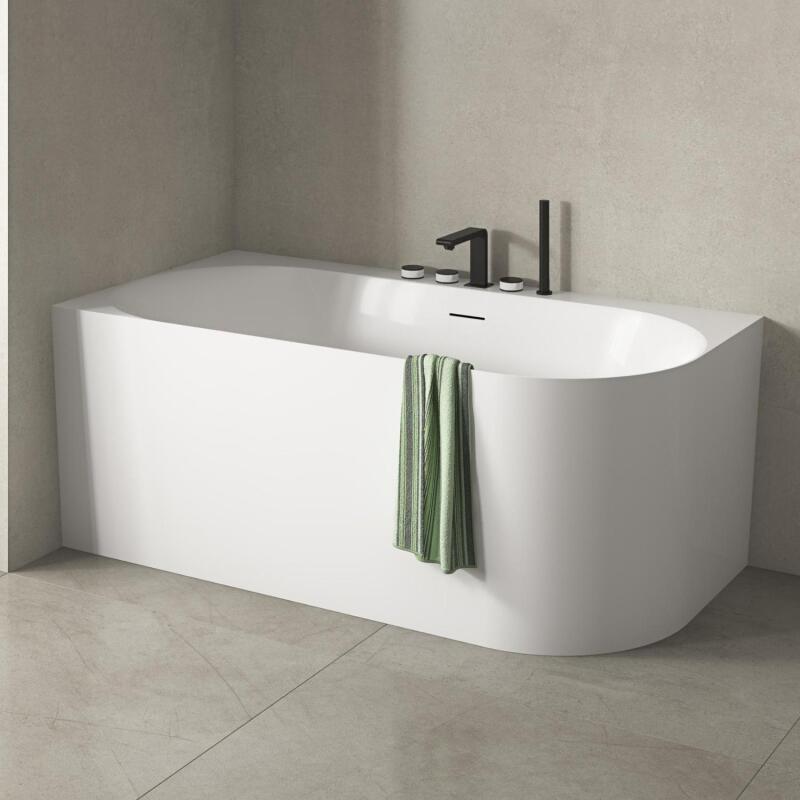 Baignoire acrylique semi-îlot blanche 170cm - Angle gauche