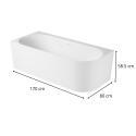 Baignoire acrylique semi-îlot blanche 170cm - Angle gauche
