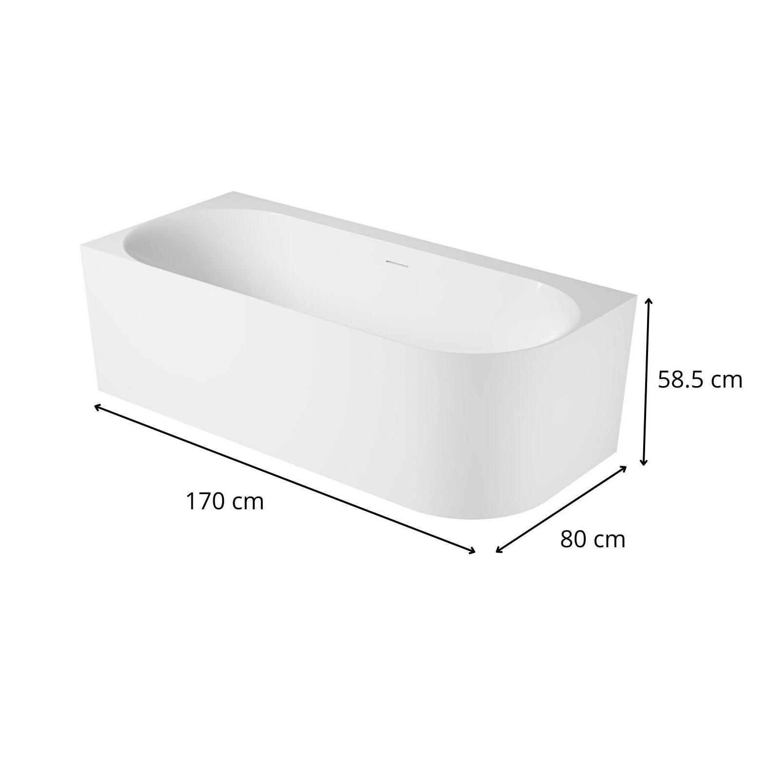 Baignoire acrylique semi-îlot blanche 170cm - Angle gauche