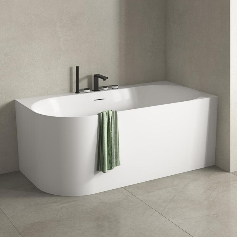 Baignoire acrylique semi-îlot blanche 170cm - Angle droit