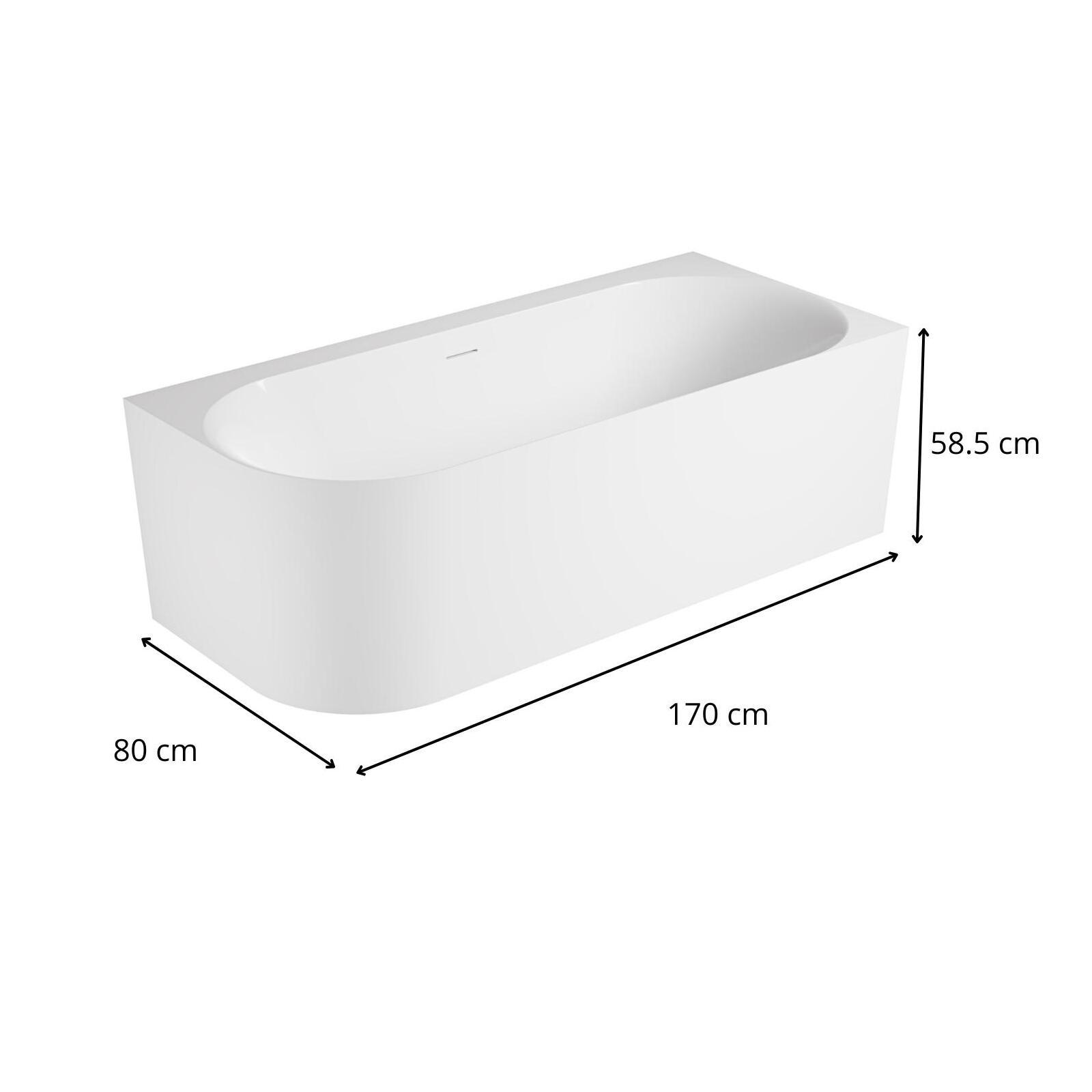 Baignoire acrylique semi-îlot blanche 170cm - Angle droit