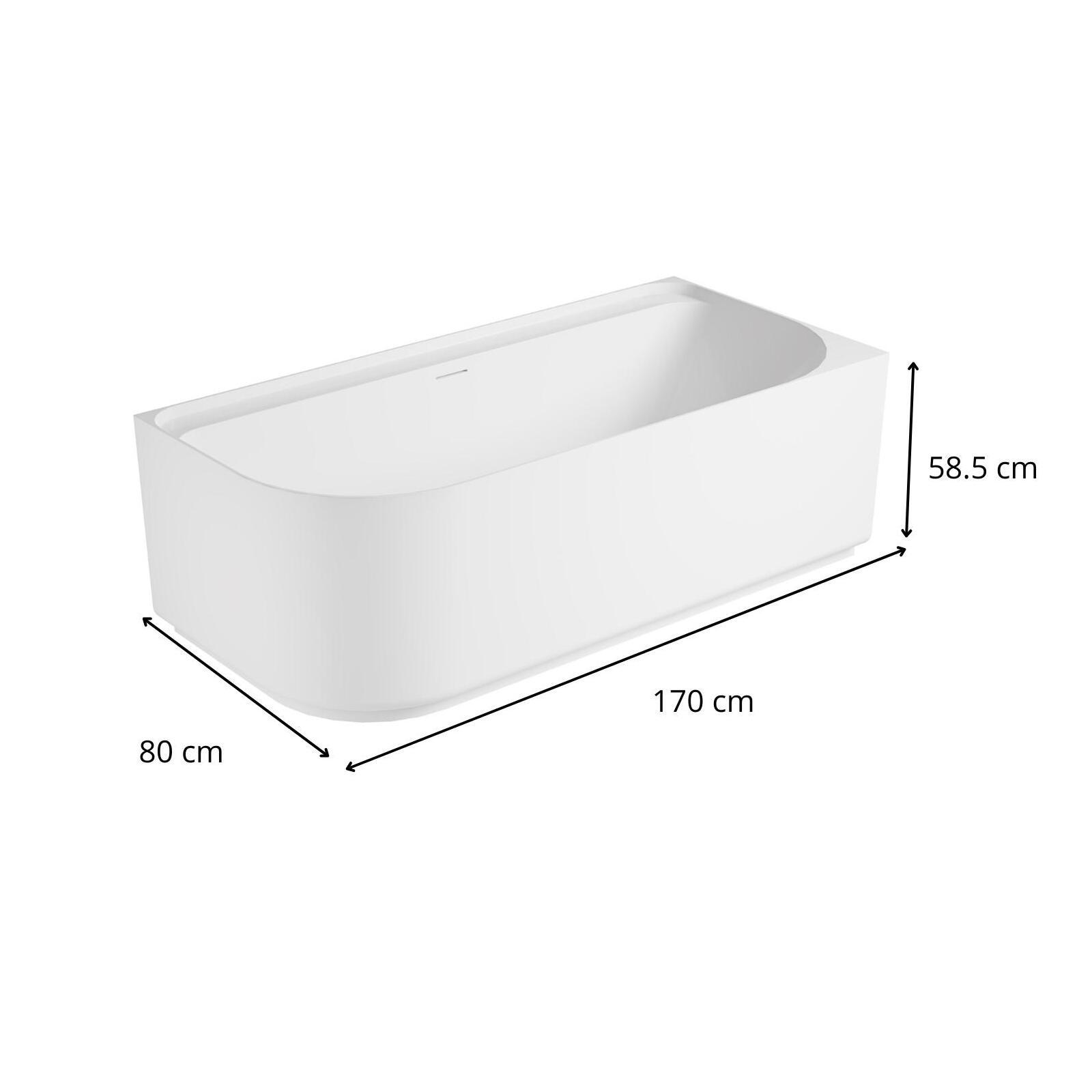 Baignoire acrylique semi-îlot blanche 170cm - Angle droit