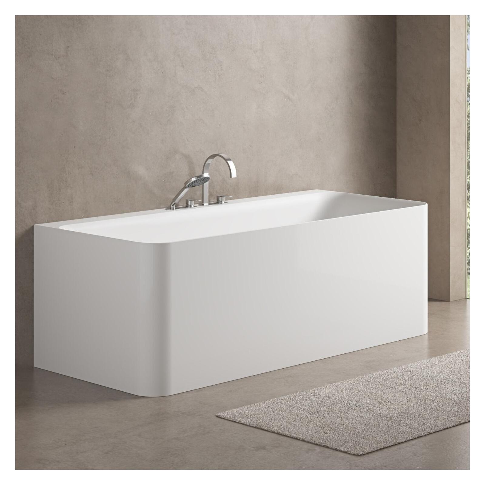 Baignoire acrylique semi-îlot murale blanche 170cm