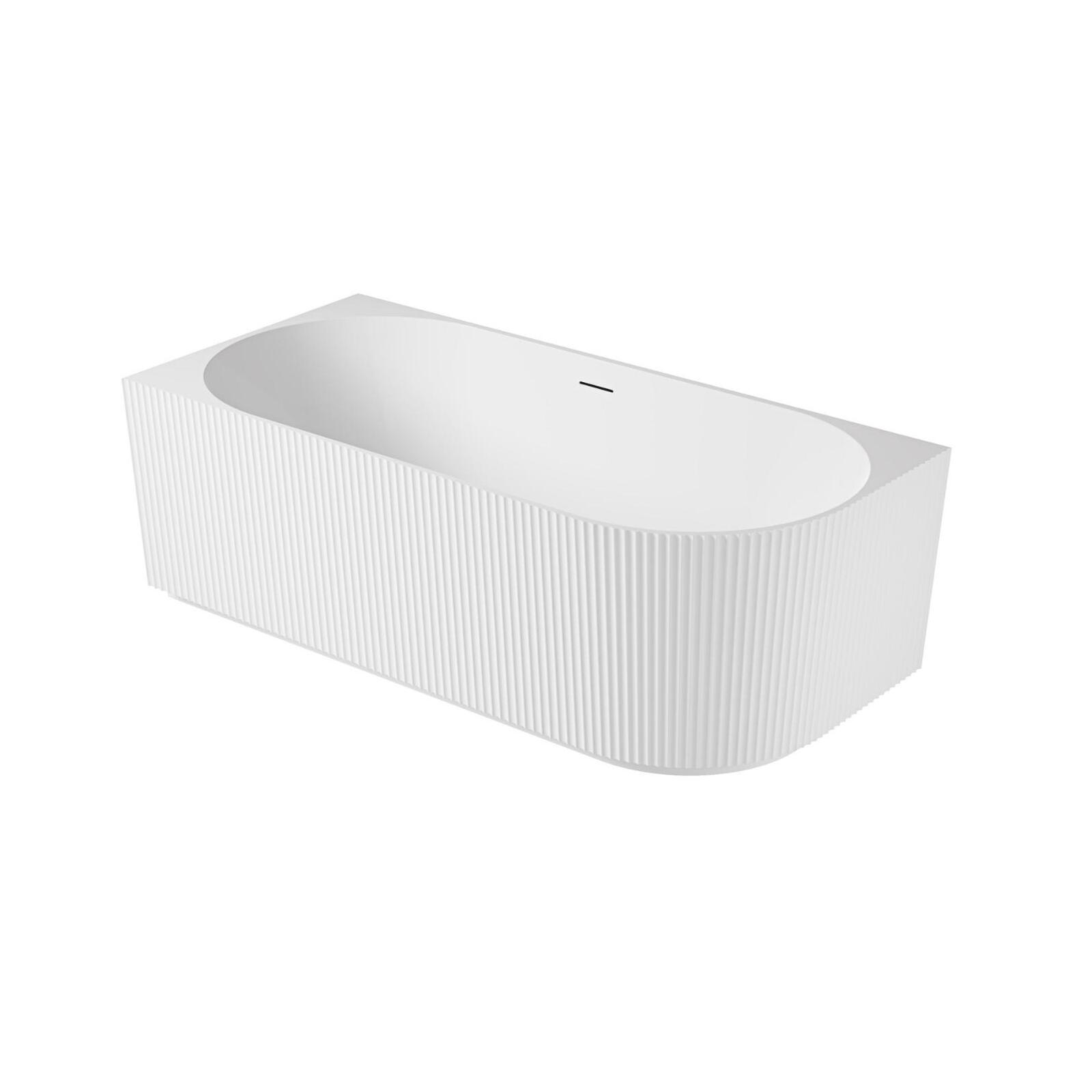 Baignoire striée acrylique semi-îlot blanche 170cm - Angle gauche