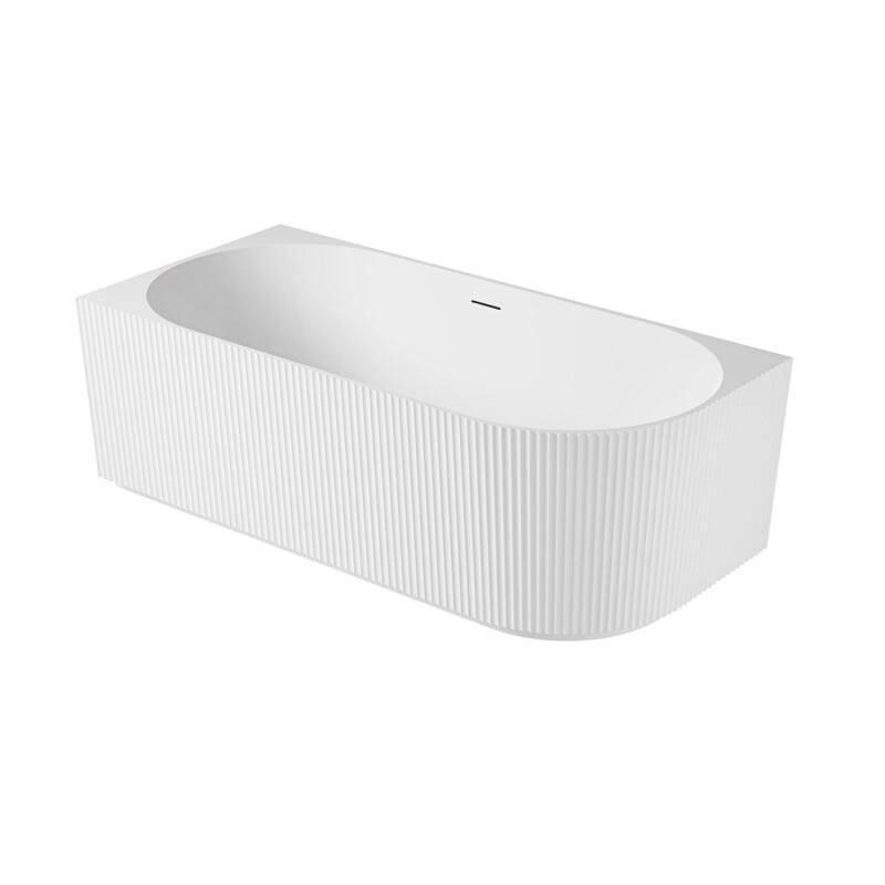 Baignoire striée acrylique semi-îlot blanche 170cm - Angle gauche