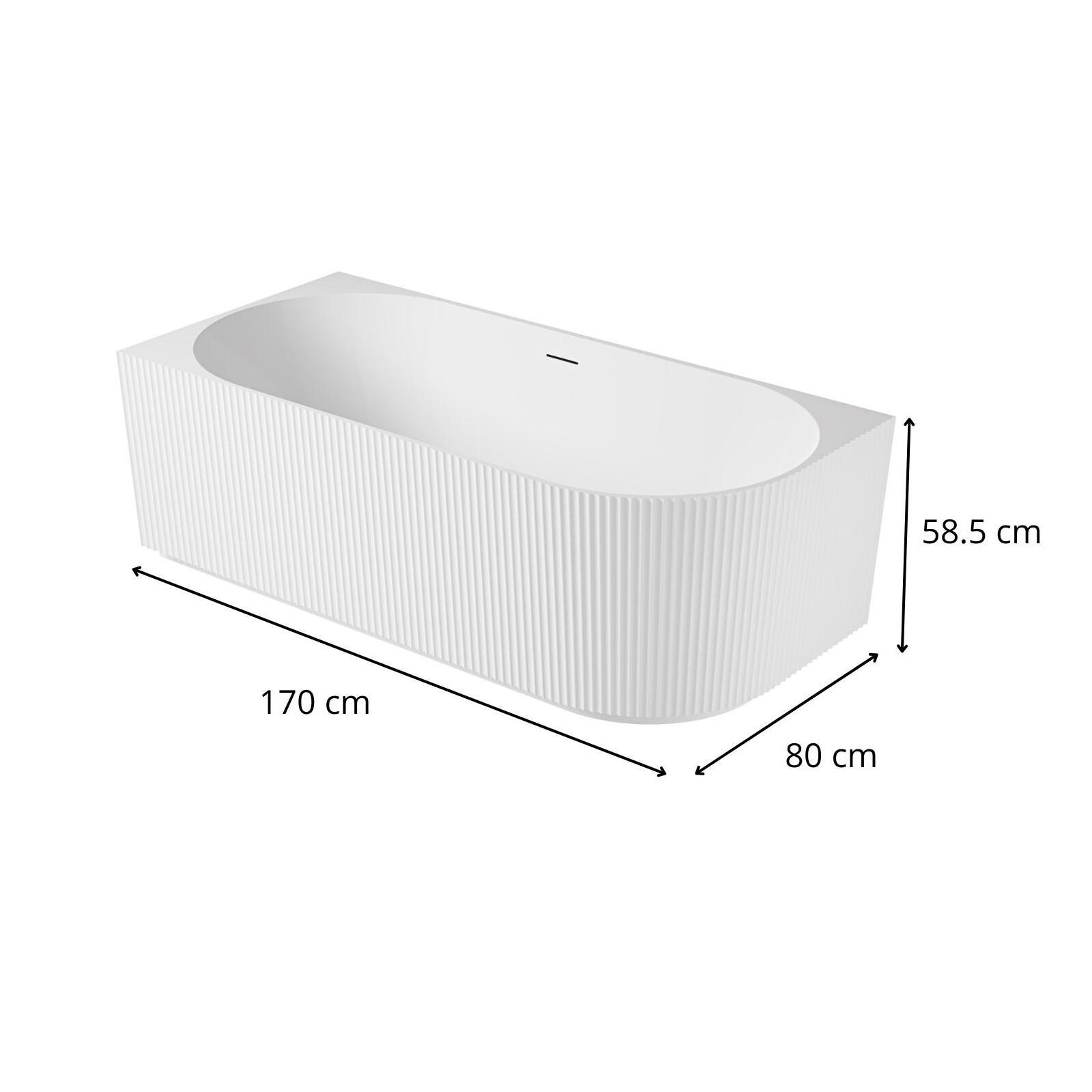 Baignoire striée acrylique semi-îlot blanche 170cm - Angle gauche
