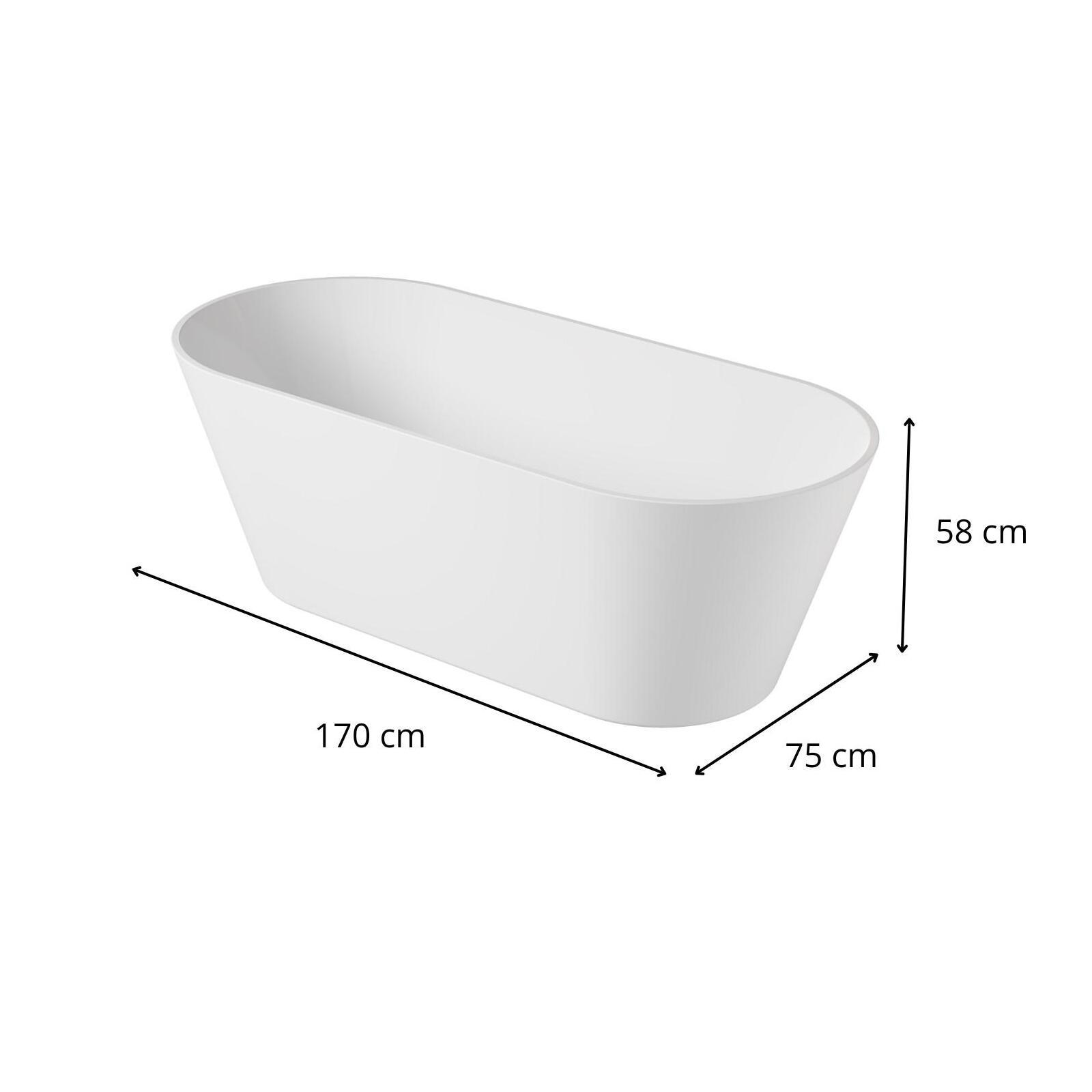 Baignoire îlot en acrylique blanche 170cm