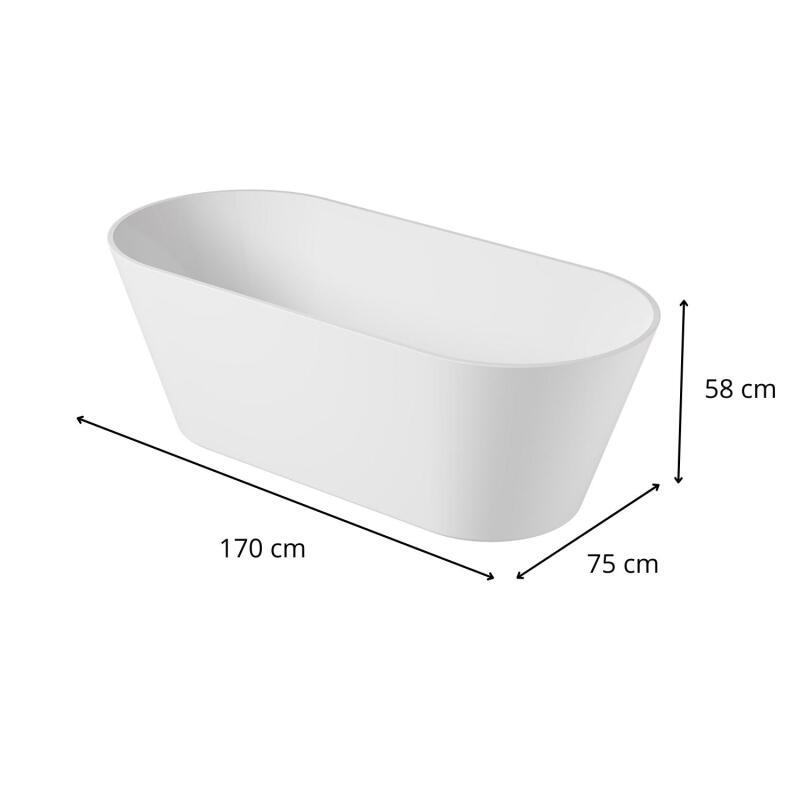 Baignoire îlot en acrylique blanche 170cm