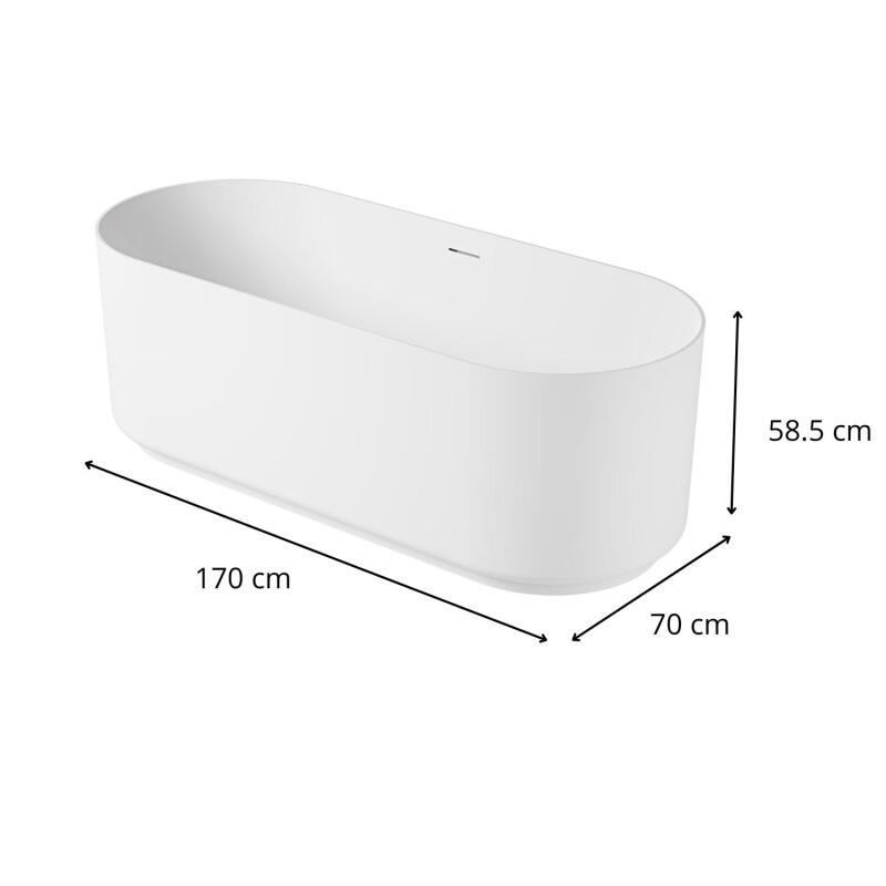Baignoire îlot en acrylique blanche 170cm