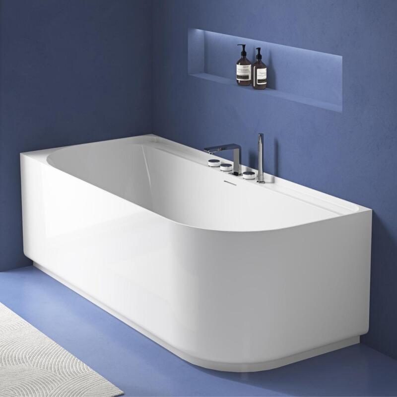 Baignoire acrylique semi-îlot blanche 170cm - Angle gauche