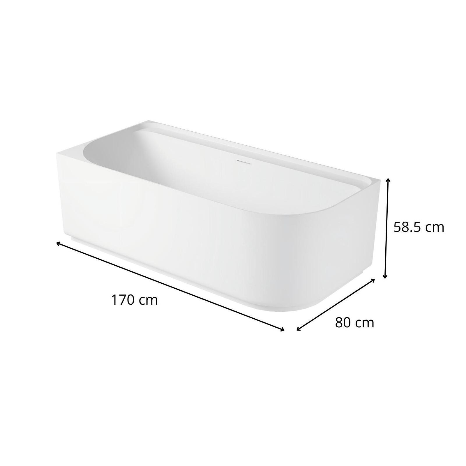 Baignoire acrylique semi-îlot blanche 170cm - Angle gauche
