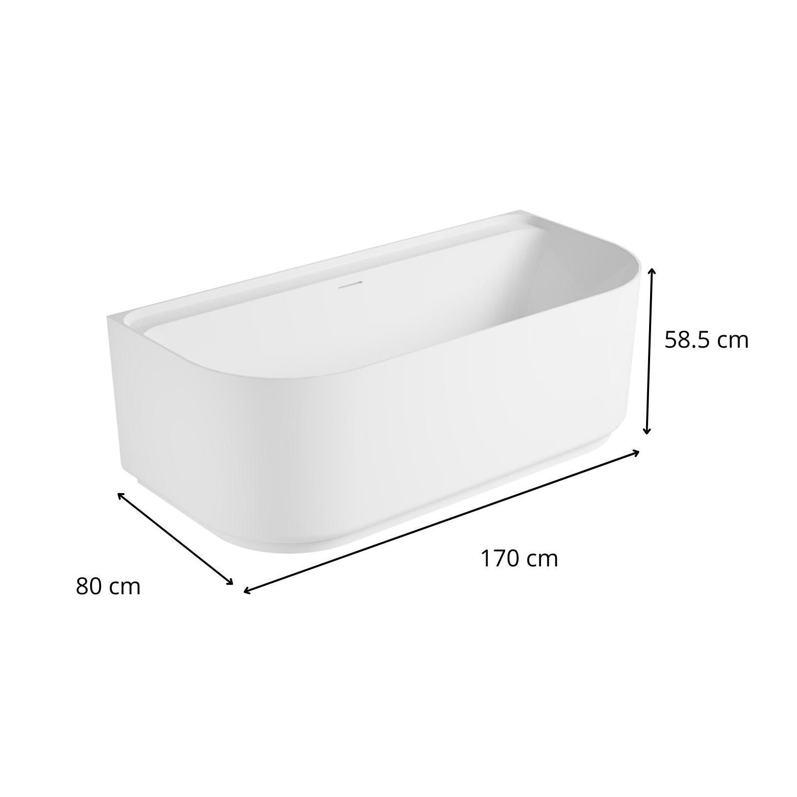 Baignoire acrylique murale blanche 170cm