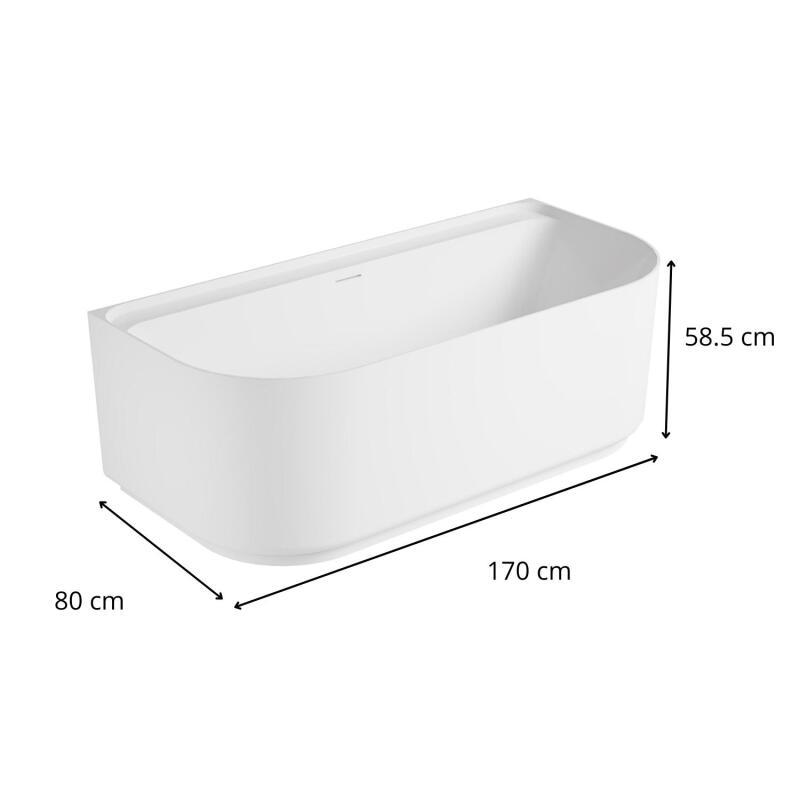 Baignoire acrylique murale blanche 170cm