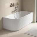 Baignoire striée acrylique semi-îlot blanche 170cm - Angle droit
