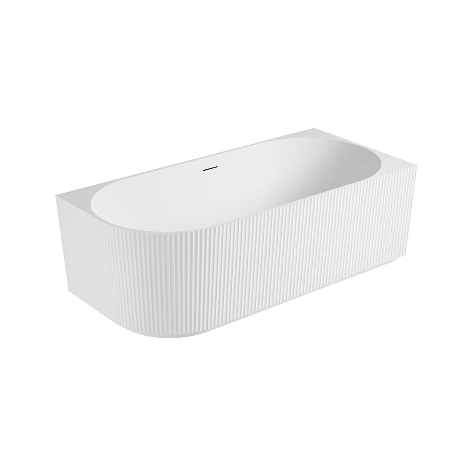 Baignoire striée acrylique semi-îlot blanche 170cm - Angle droit