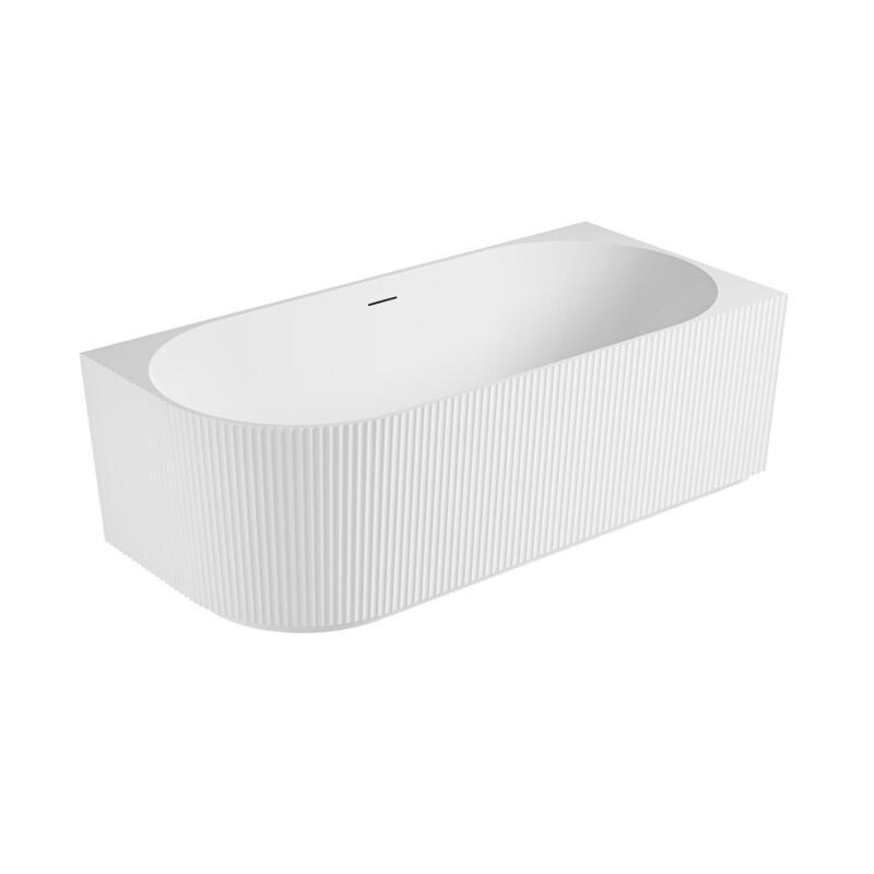 Baignoire striée acrylique semi-îlot blanche 170cm - Angle droit