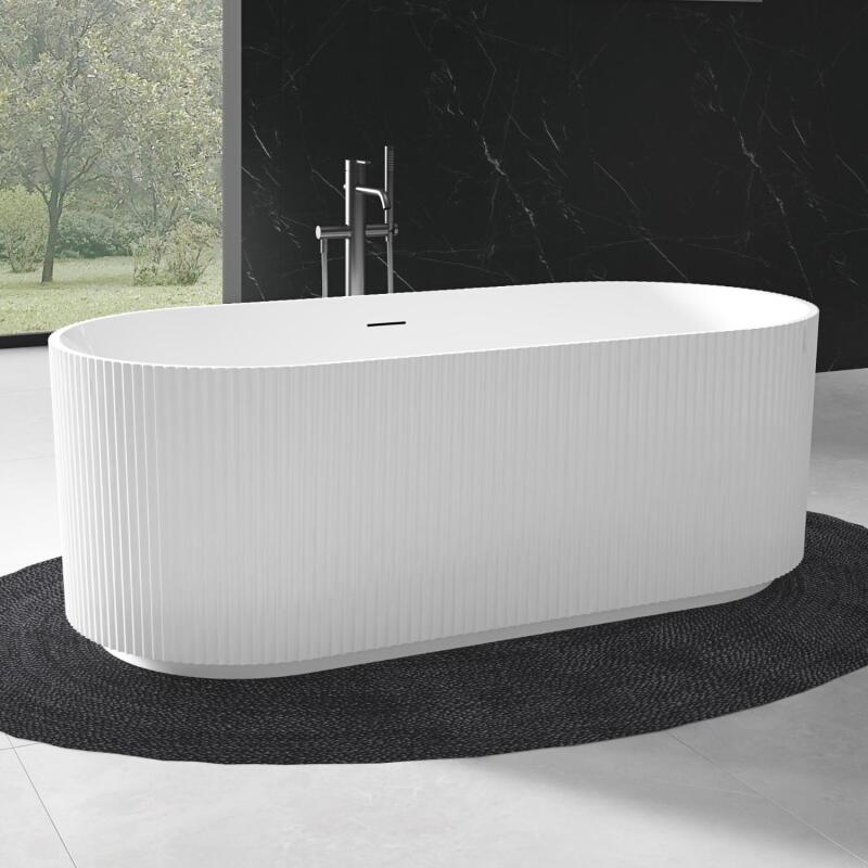 Baignoire îlot striée en acrylique blanche 170cm