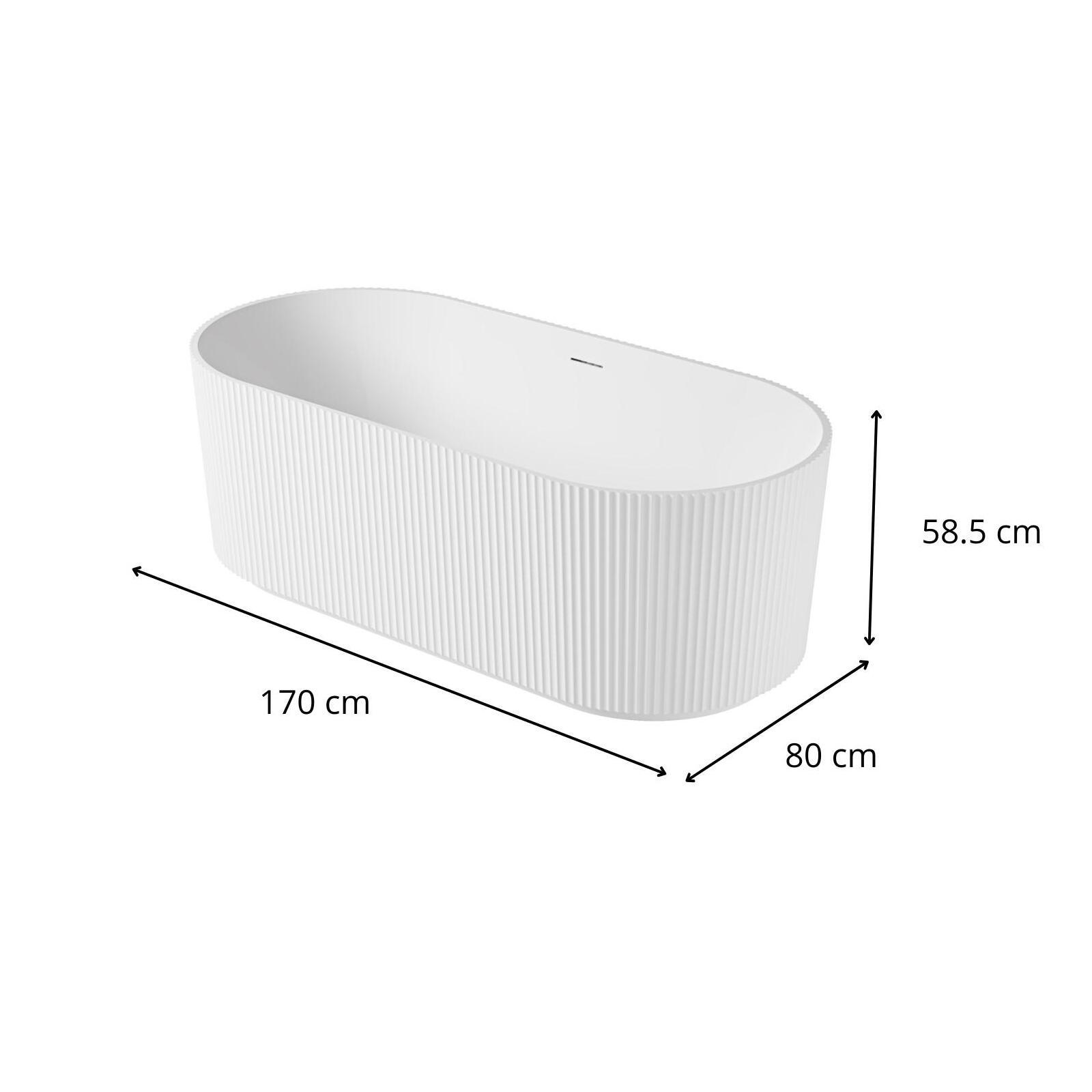Baignoire îlot striée en acrylique blanche 170cm