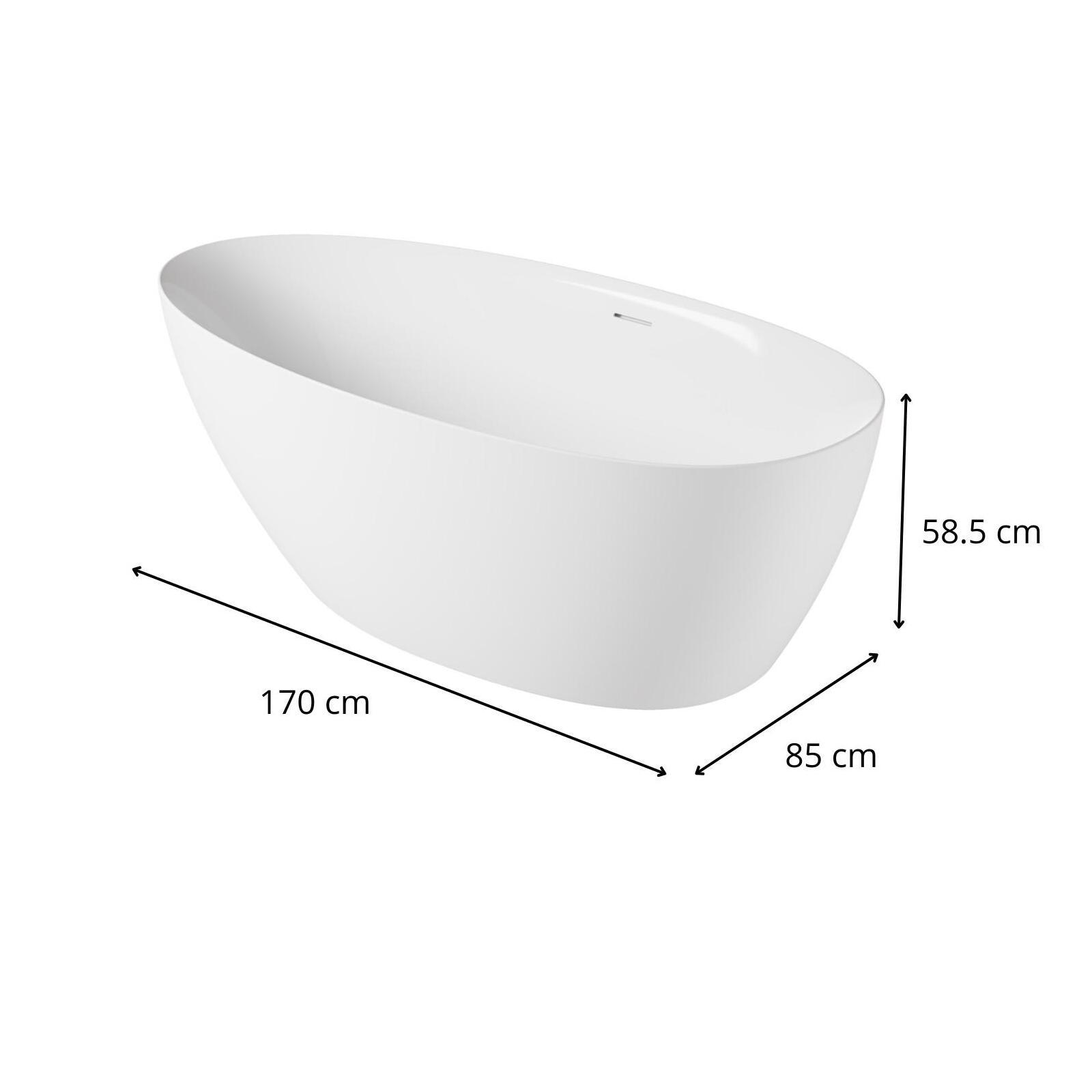 Baignoire îlot en acrylique blanche 170cm