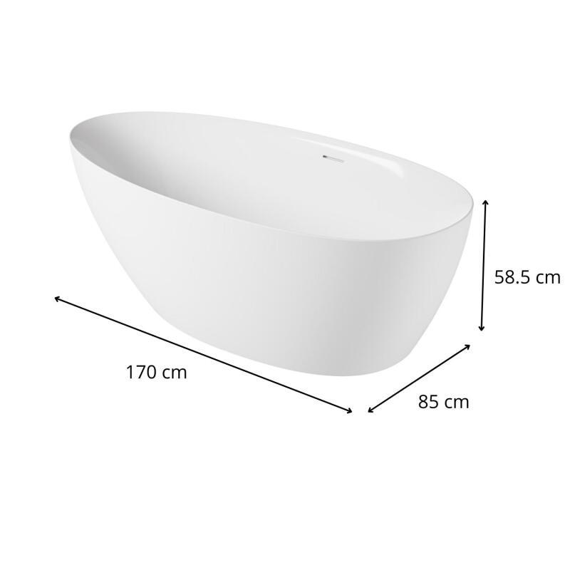 Baignoire îlot en acrylique blanche 170cm