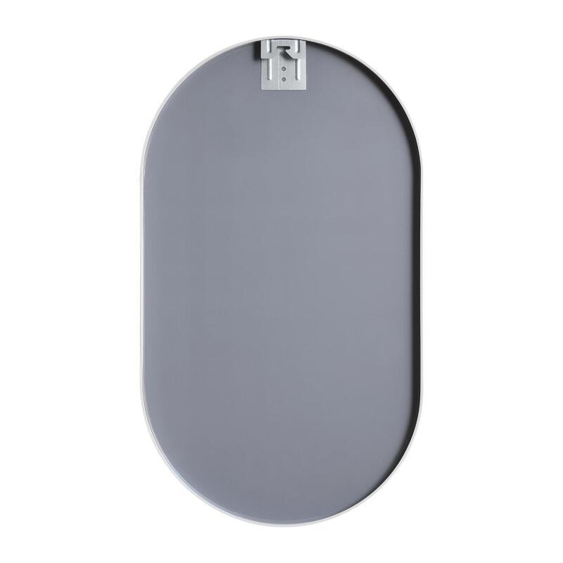 Ensemble lave-mains avec poignée, robinet chromée et miroir ovale blanc