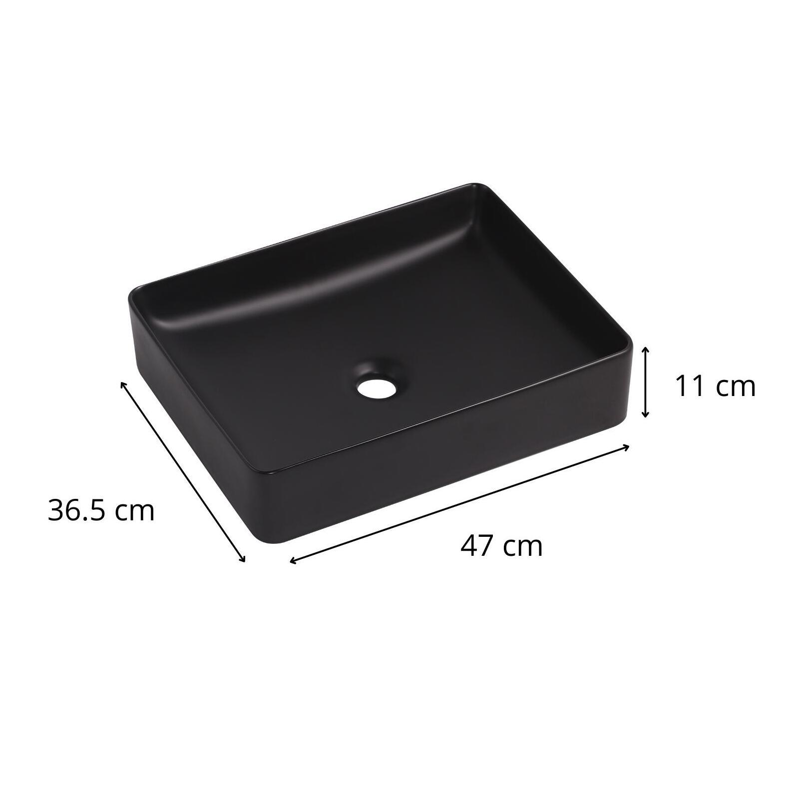 Vasque à poser rectangle en céramique blanche 47x36cm