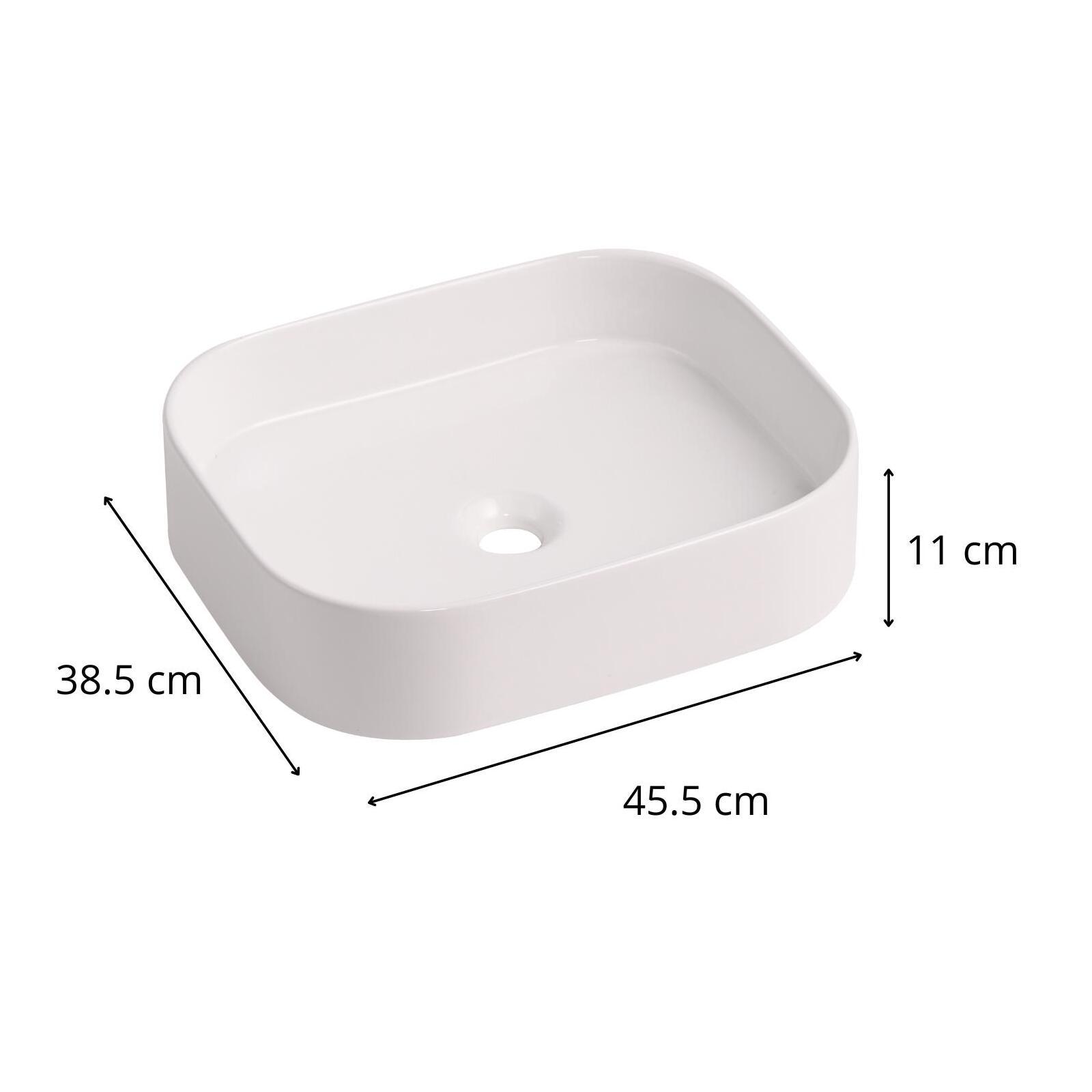 Vasque à poser rectangle en céramique effet marbre 45x38cm