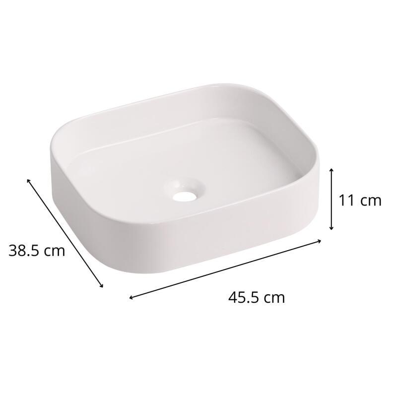 Vasque à poser rectangle en céramique effet marbre 45x38cm